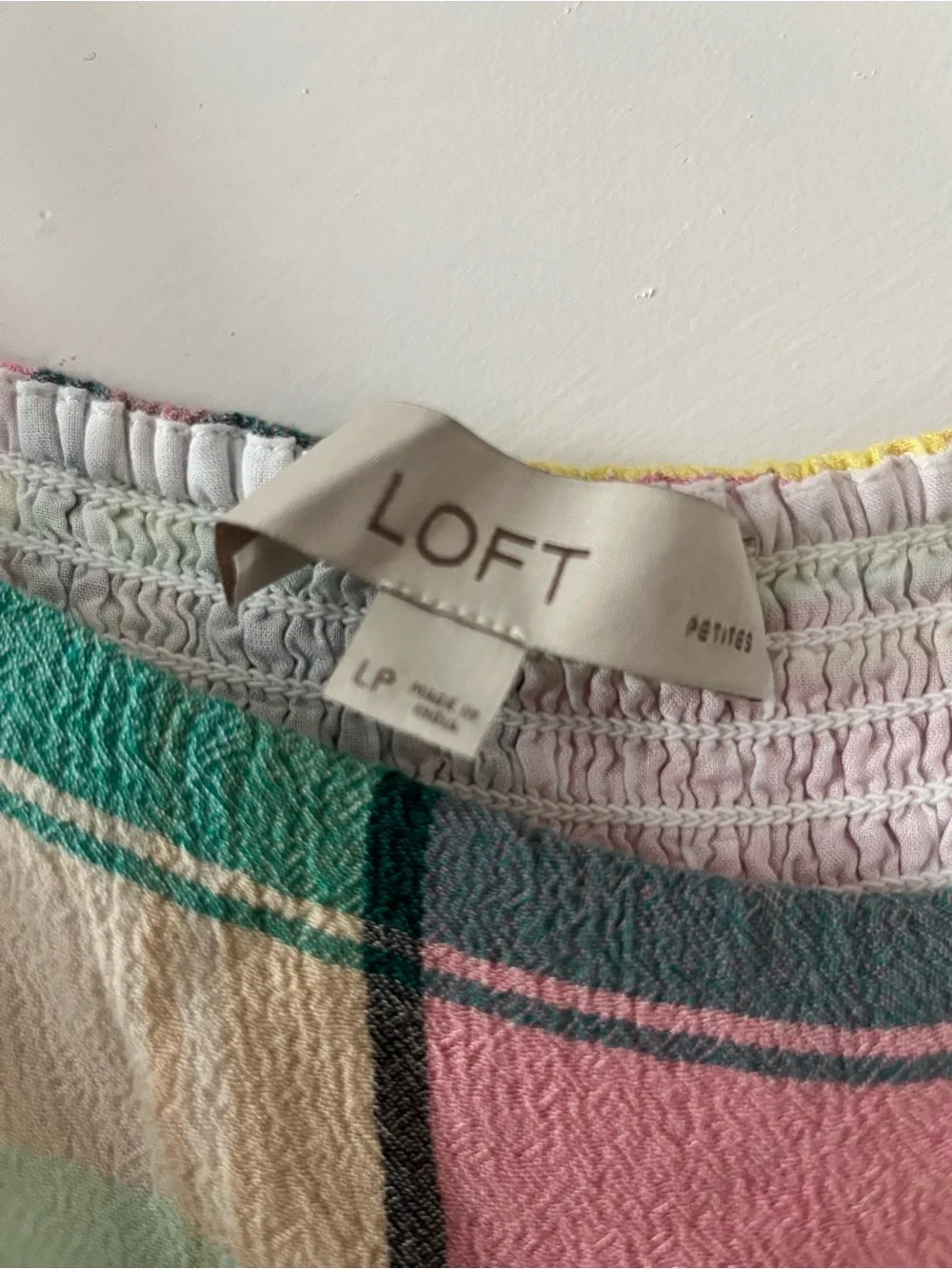 LOFT Petites Plaid Midi Sundress Pink Green Sleeveless Tiered Dress LP - Picture 2 of 3